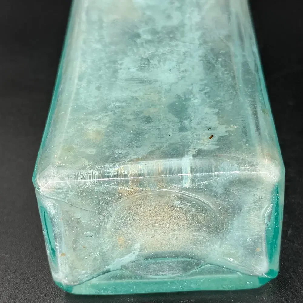 Antique Scott's Emulsion Cod Liver Oil LIme Soda Aqua Blue Glass Bottle Embossed